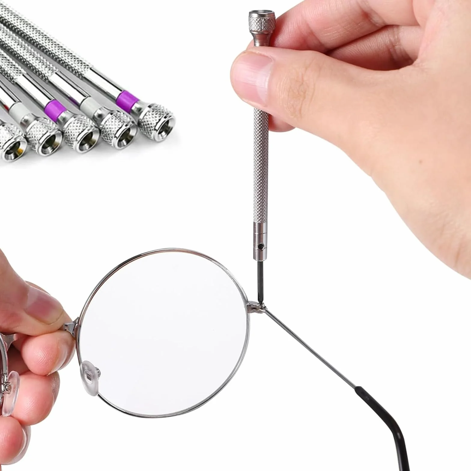 Zestaw 10 wkrętaków zegarmistrzowskich z demagnetyzatorem, 0,6 mm - 2,0 mm, precyzyjne narzędzie zegarmistrzowskie, do naprawy zegarków, śrubokrętów do zegarków, wkrętaków do okularów
