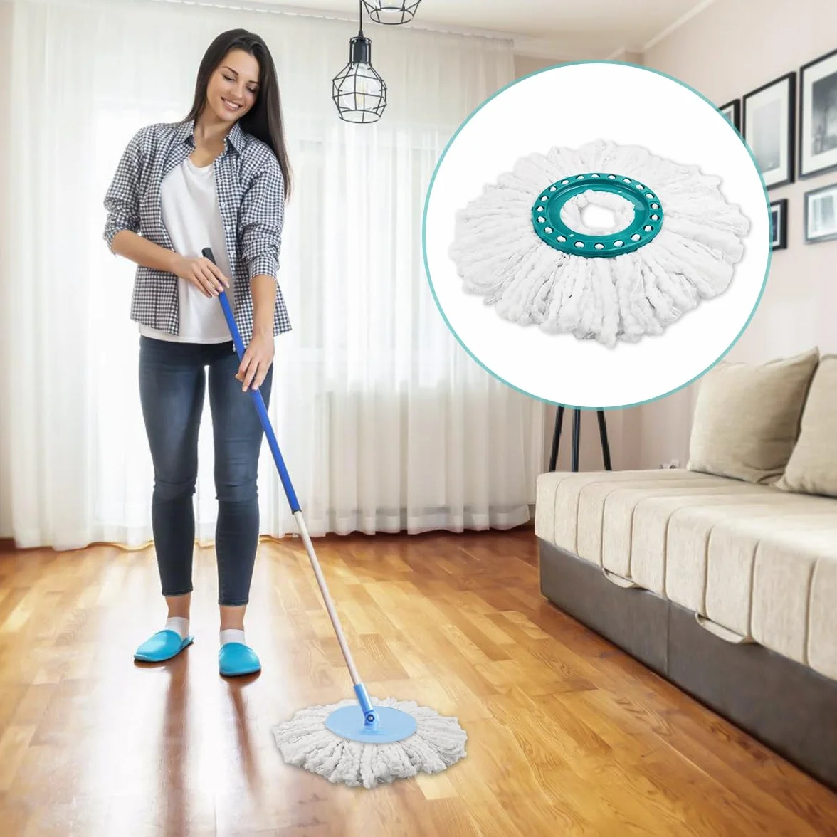 Zestaw 6 sztuk do zestawu mopa Leifheit CLEAN Twist Ergo, 2 włókna system do Leifheit Rotomop, do cząstek brudu, wszystkich rodzajów gleby