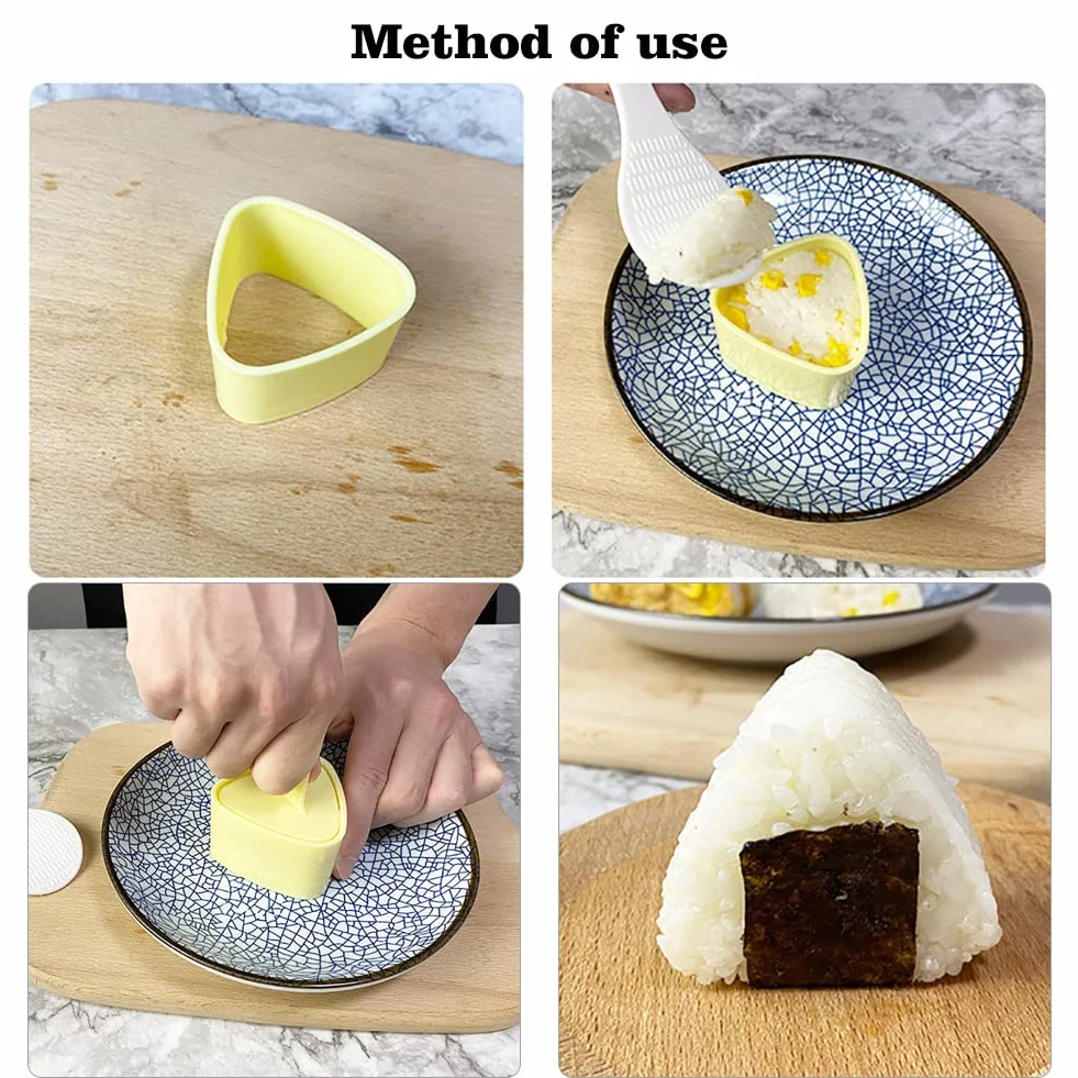 Uposao Trójkątny zestaw do robienia sushi sushi z łyżką do ryżu foremka do Onigiri DIY Sushi Onigiri Maker Bento Rice Ball Prasy Forma