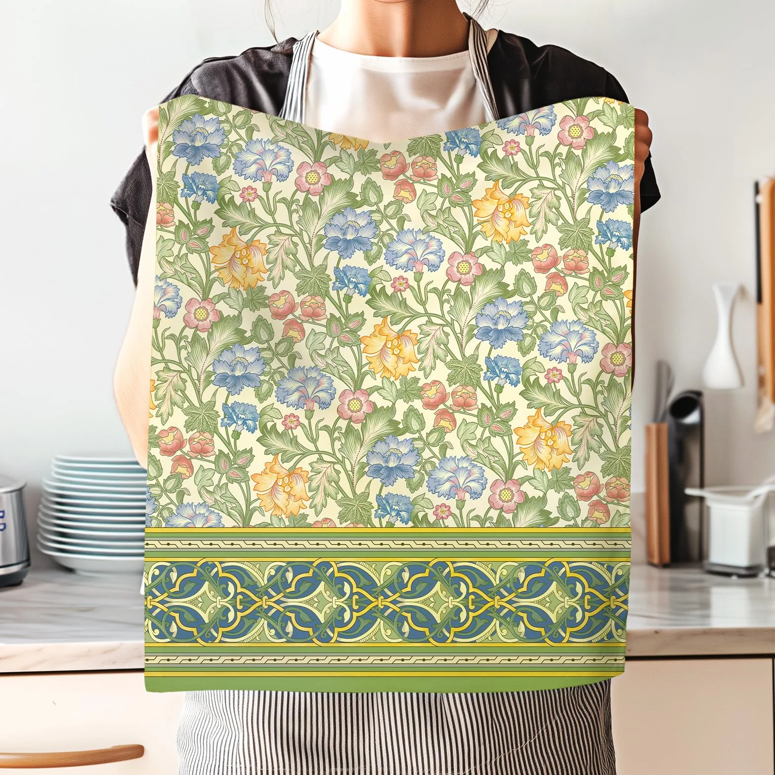 Ręczniki kuchenne Vintage Flower 100% bawełna Szybkoschnące ściereczki do naczyń Zestaw 4 szt.