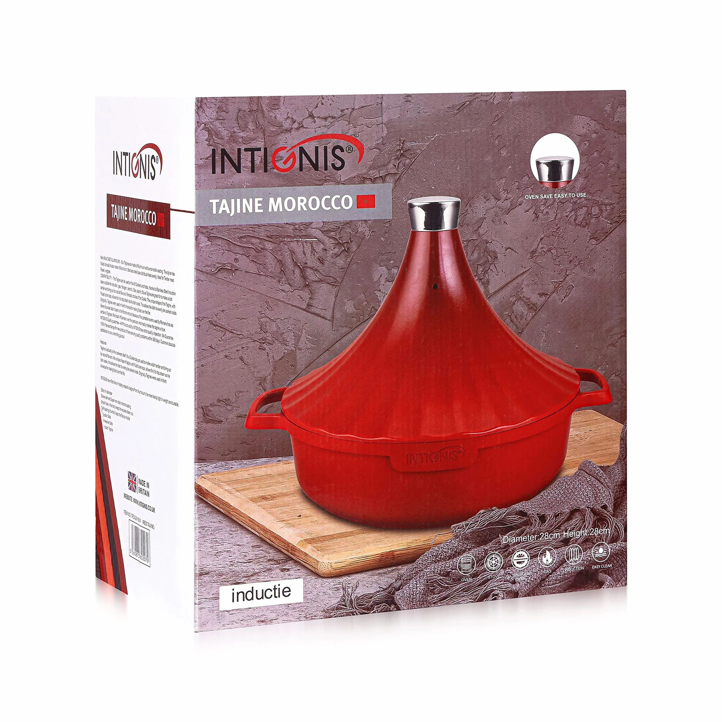 Indukcja Tagine Marokańskie naczynie żaroodporne 28 cm 4,8 kwarcu czerwony