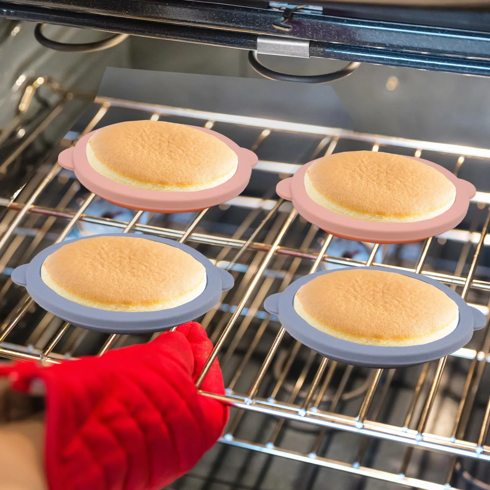 Silikonowe okrągłe formy do pieczenia 10 cm, 4 cale, nieprzywierające do Airfryer, zestaw 6 sztuk