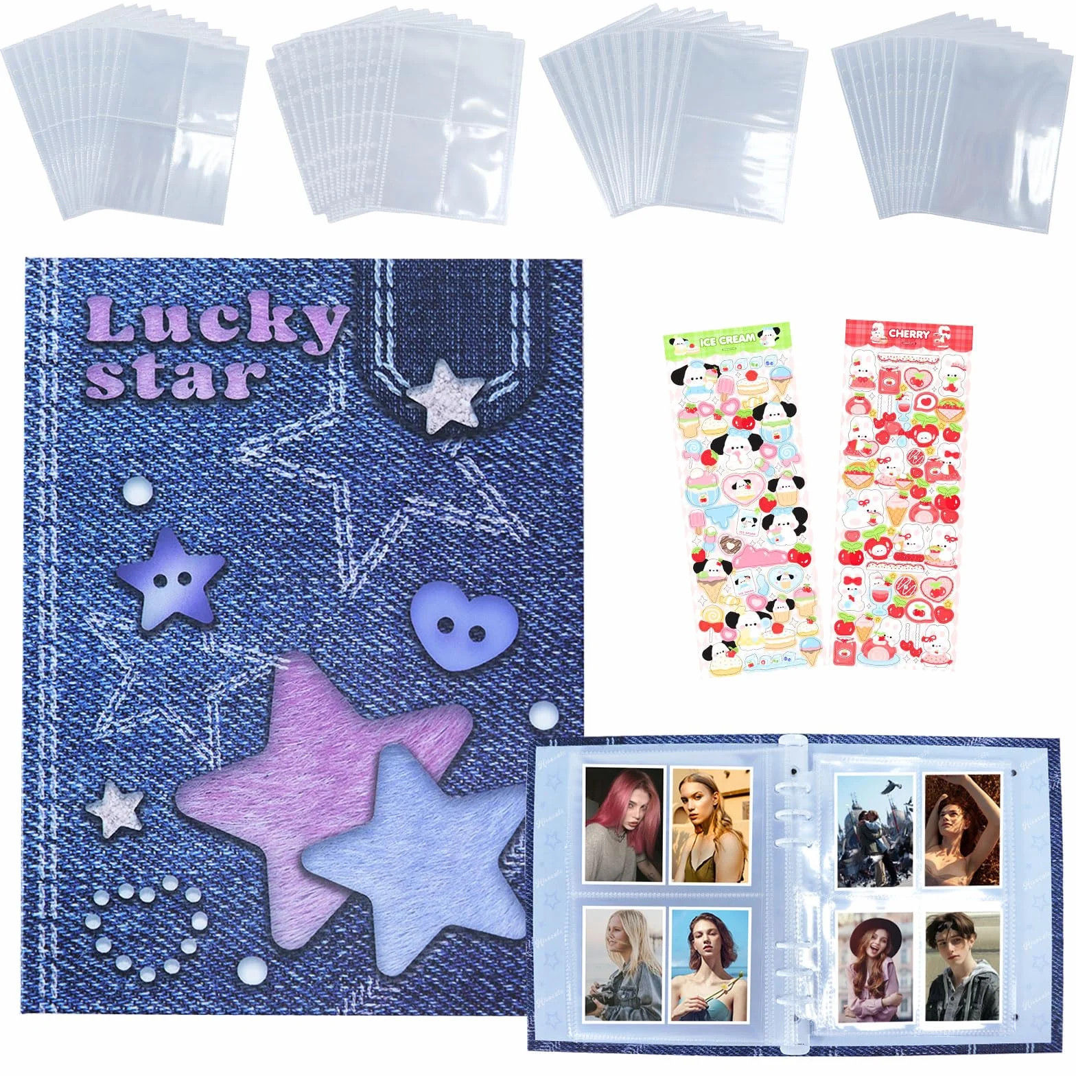 Qivine Kpop Photocard Binder A5 6 pierścieni 150 kieszeni album na karty fotograficzne