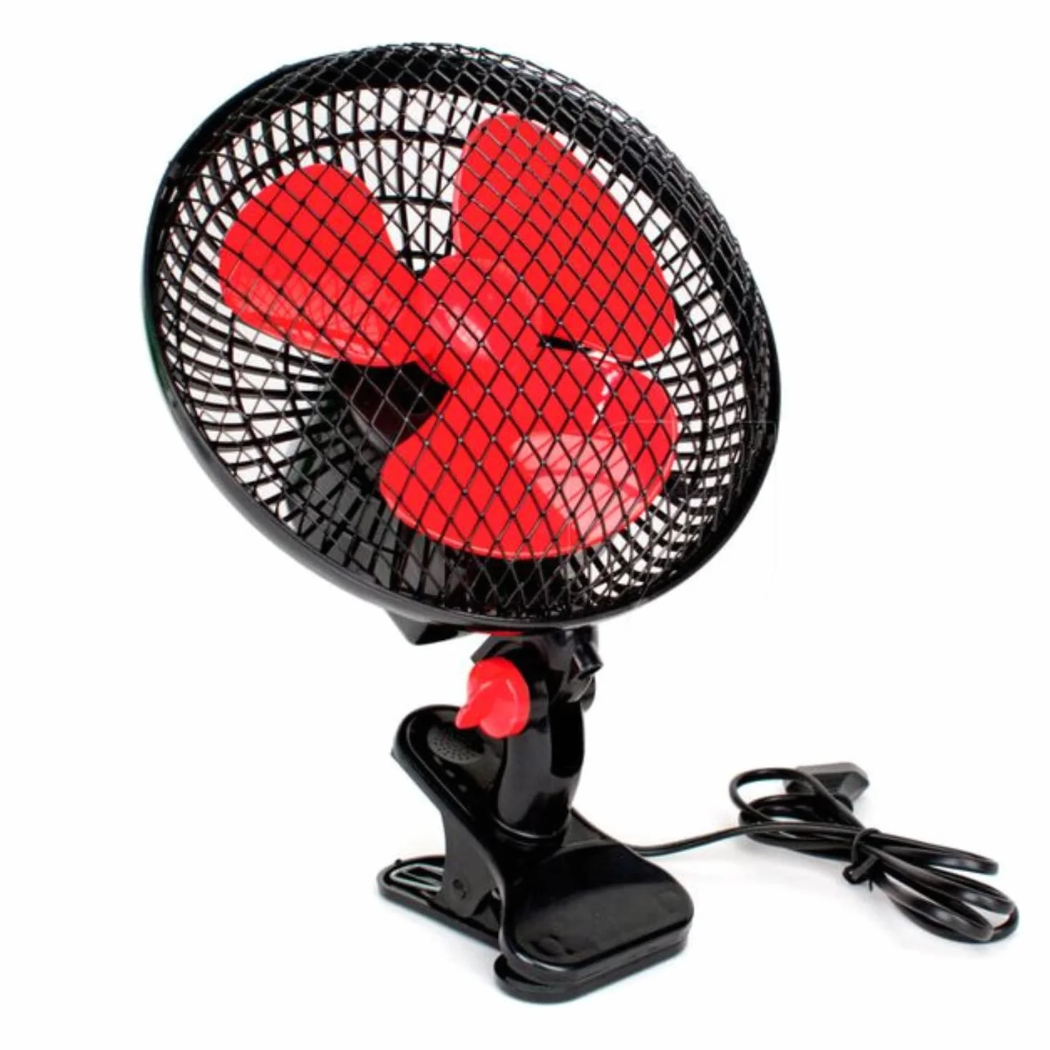 GROWMANIA wentylator oscylacyjny 20 cm 20 W 2 prędkości czarny z czerwonymi łopatkami 360°