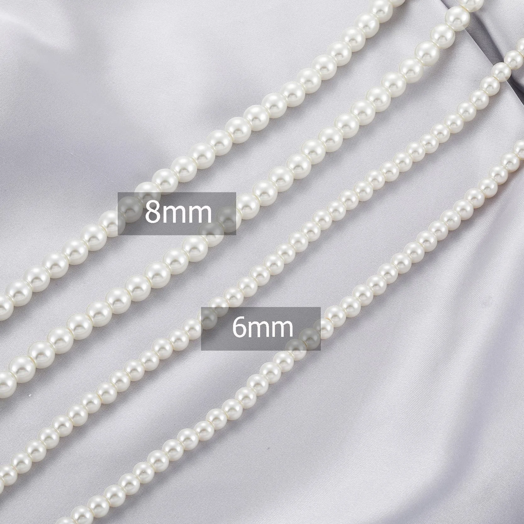 Naszyjnik z perłami damski i męski sztuczny naszyjnik z koralikami, 6/8 mm biała perła, krótka okrągła perła choker prezent urodzinowy biżuteria długość 40-60 cm