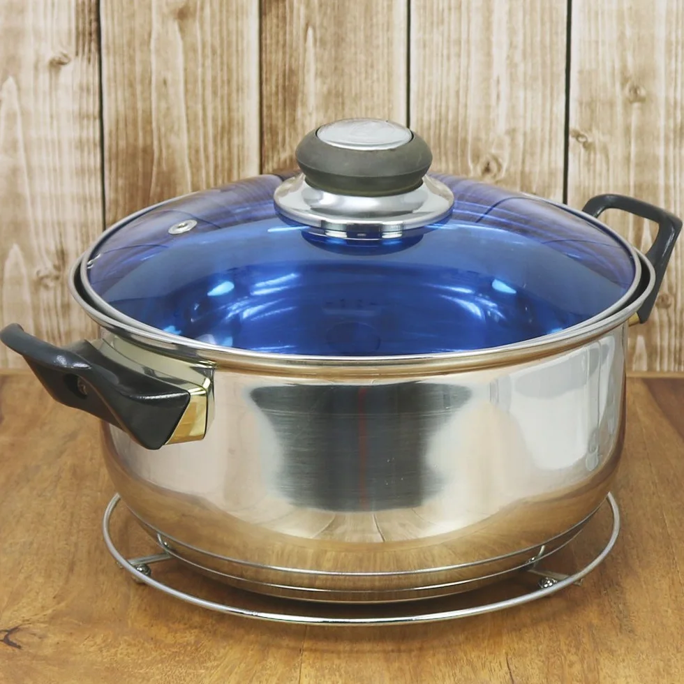 COM-FOUR® 2x podstawki metalowe - okragla podstawka do garnków, patelni lub czajników - Ø 20 cm (2 sztuki - kolor srebrny)