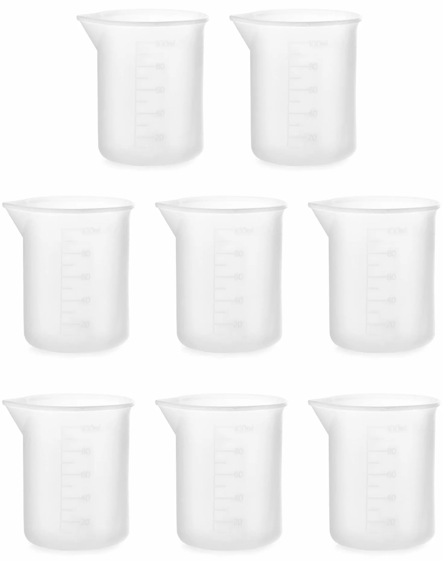 QWORK 8 szt silikonowe kubki pomiarowe 100 ml do żywicy epoksydowej