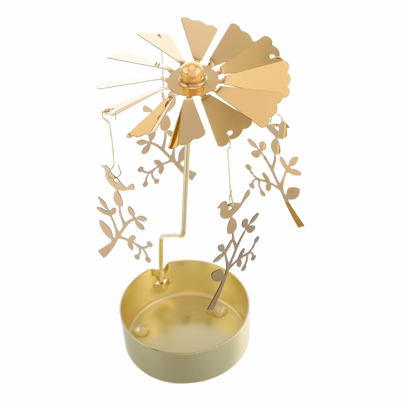 iplusmile Świecznik Obrotowy Świeca Wystrój Domu Świeczki Typu Tealight Świąteczny Posiadacz Świecy Herbata Świeca Wiatrak, Świecznik Metalowy Wirujący Wiatrak Kute Żelazo Złoty