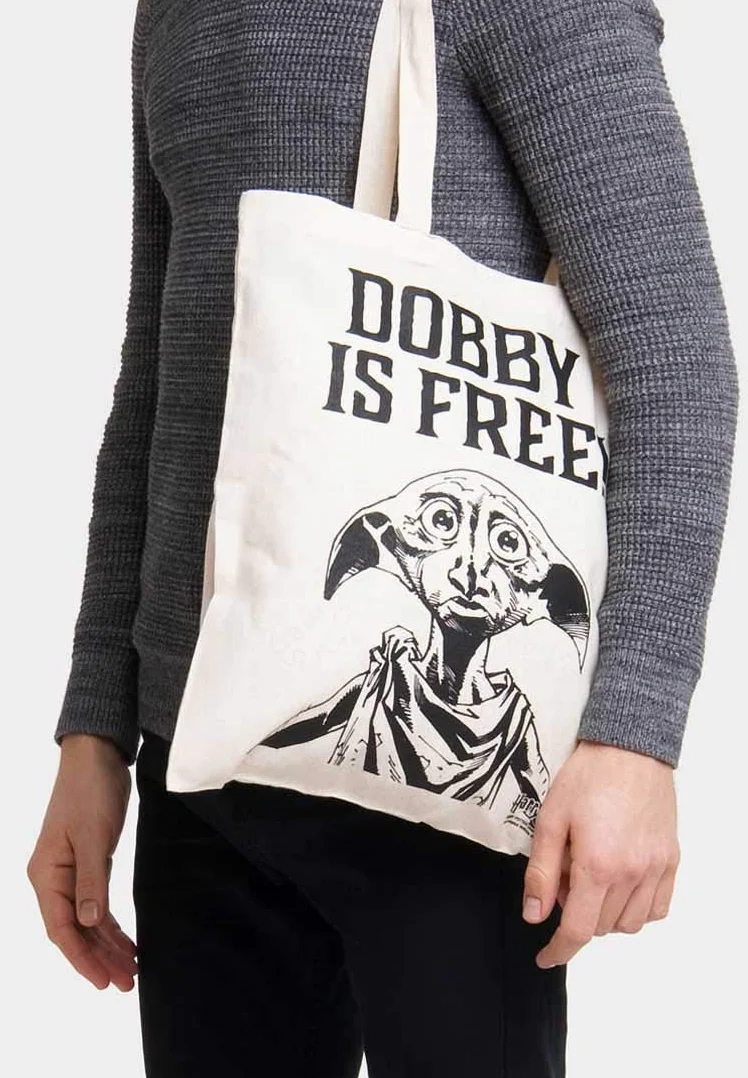 Logoshirt® Harry Potter I Dobby Is Free I Torba bawełniana na zakupy I Ekologiczna I Worek jutowy I Z motywem I Długie uchwyty I Öko-Tex® I Naturalny I Licencjonowany design