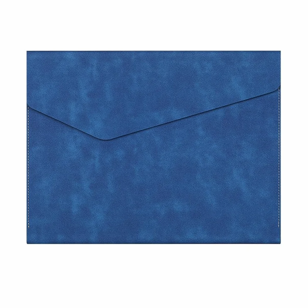 Teczka kopertowa na dokumenty, Skórzana saszetka na dokumenty z organizerem do przechowywania plików 34x26cm wielokolorowa 2 sztuki(Blue)
