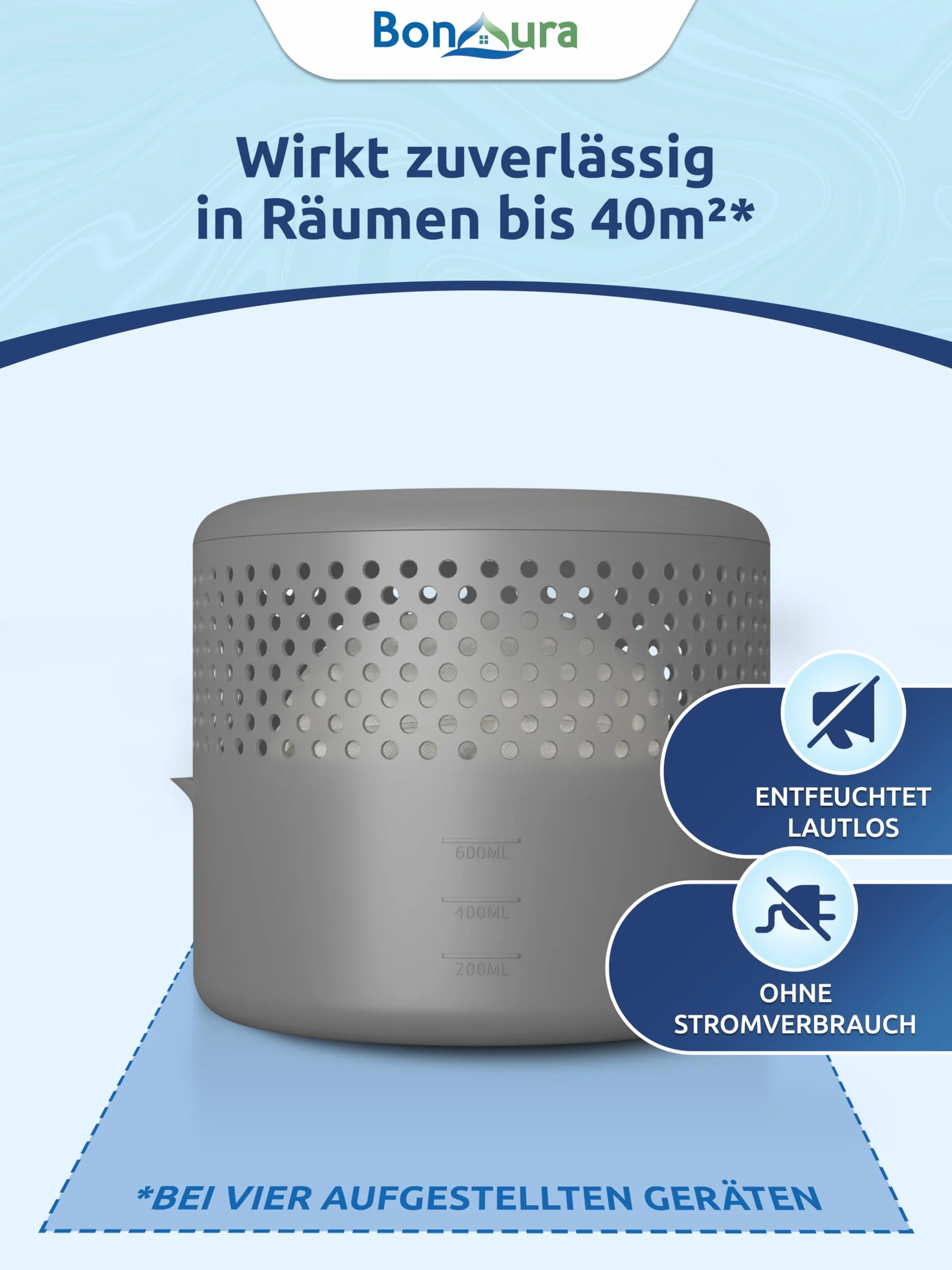 BonAura osuszacz powietrza bez prądu 4 szt + nawilżacz 8 x 400 g do 40 m²