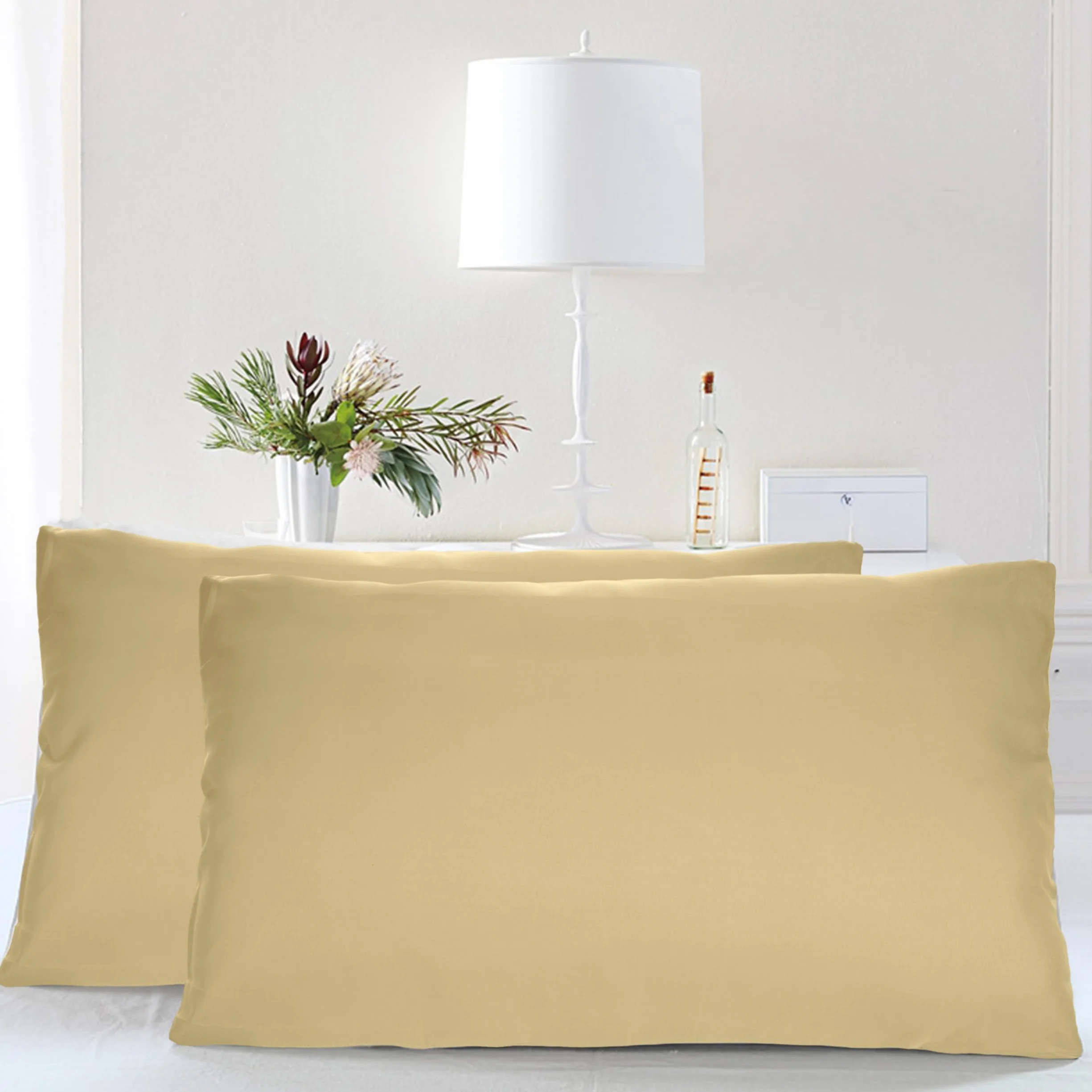 Zestaw 2 poszewek na poduszki, poszewka na poduszkę 135 x 40 cm, ochraniacz na poduszkę, 100% mikrofibra, zapięcie na suwak, oddychające, bardzo miękkie, khaki