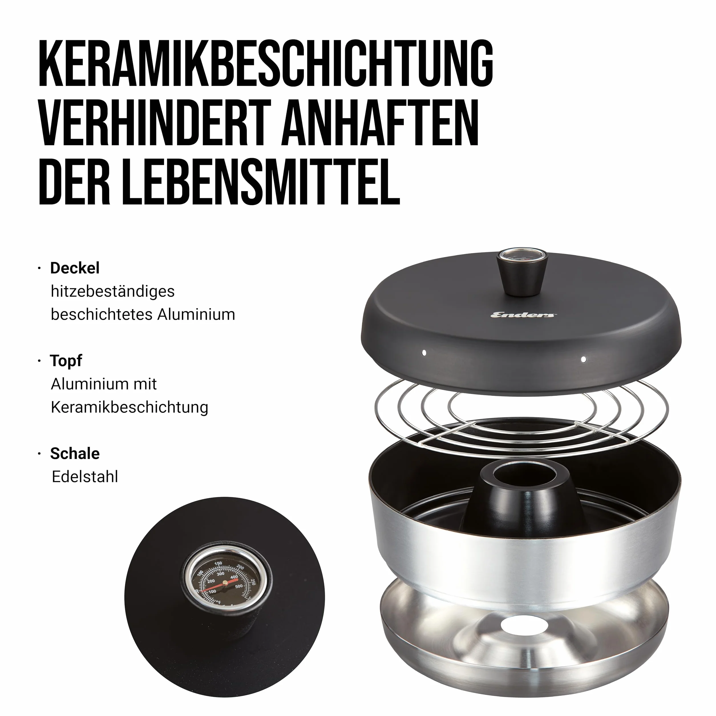 Enders® Przenośny piekarnik kempingowy VAMO™, do pieczenia, gotowania i gotowania, kompatybilny z kuchenkami, grillami lub płytami kuchennymi – z wyjątkiem kuchenek indukcyjnych, pojemność ok. 2,3