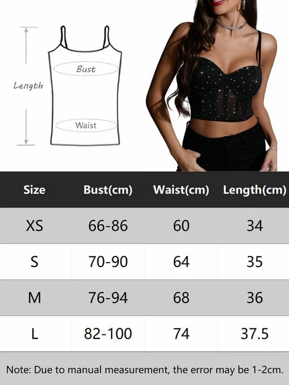 Tank Top damski błyszczący gorset top, seksowny top z koronką, na ramiączkach, gorset z efektem push-up, na imprezę, gorset Y2k