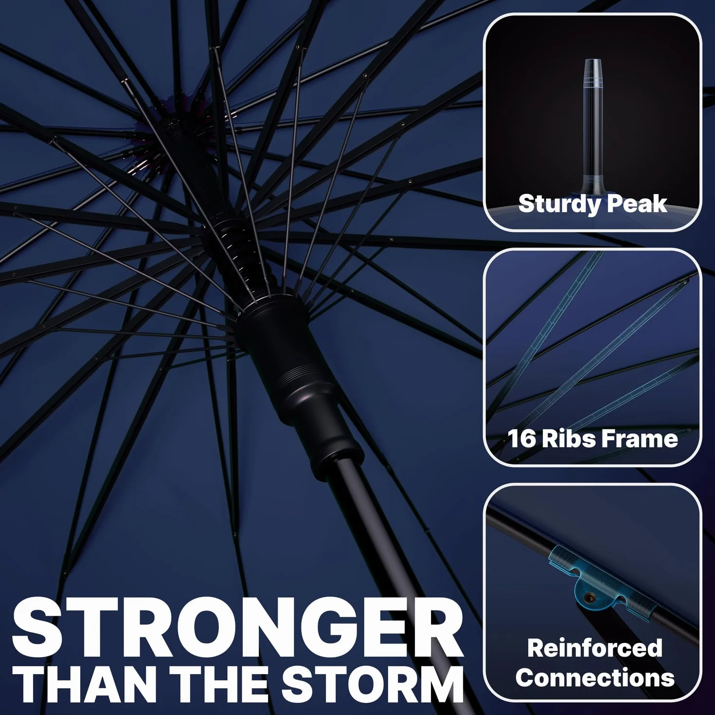 Royal Walk Wiatroszczelny parasol czarny duży 137 cm automatyczne otwieranie dla 2 osób odporny na burzę dla mężczyzn kobiet klasyczny drewniany uchwyt lekki wodoodporny trwały mocne 16 żeber podróż