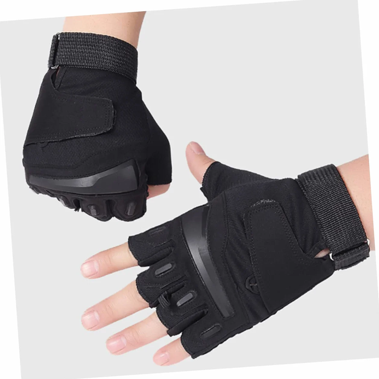 Rękawiczki Rowerowe MTB Half Finger Oddychające Czarne Odporne Wstrząsy