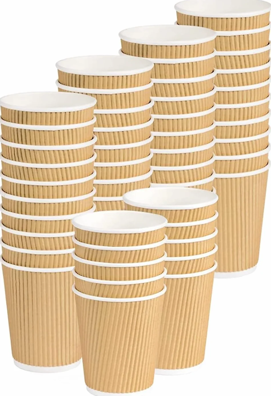 Jednorazowe kubki Ripple Cup z potrójną podwójną ścianką izolacyjną Havana Beige - nadają się do recyklingu PE do napojów na wynos, kawy, herbaty, cappuccino, koktajlu, piwa, wina (237 ml/8 uncji (25