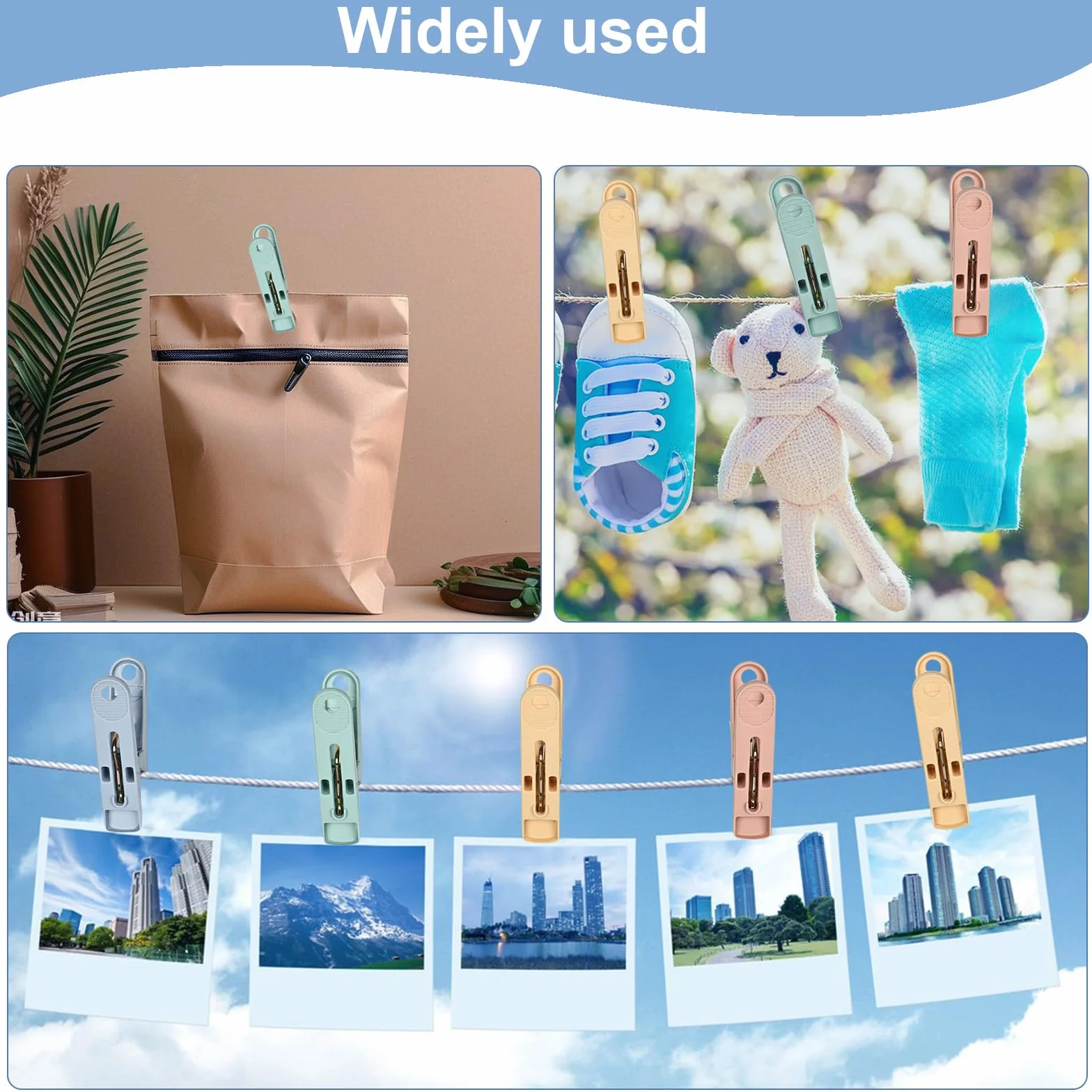 48 sztuk wiatroodpornych na wiatr, kolorowe spinacze do bielizny, plastikowe, bez odcisku, z 2 sztukami spinaczy do bielizny, korbiuru, sznurków do prania i ubrań, skarpet, spinaczy do prania