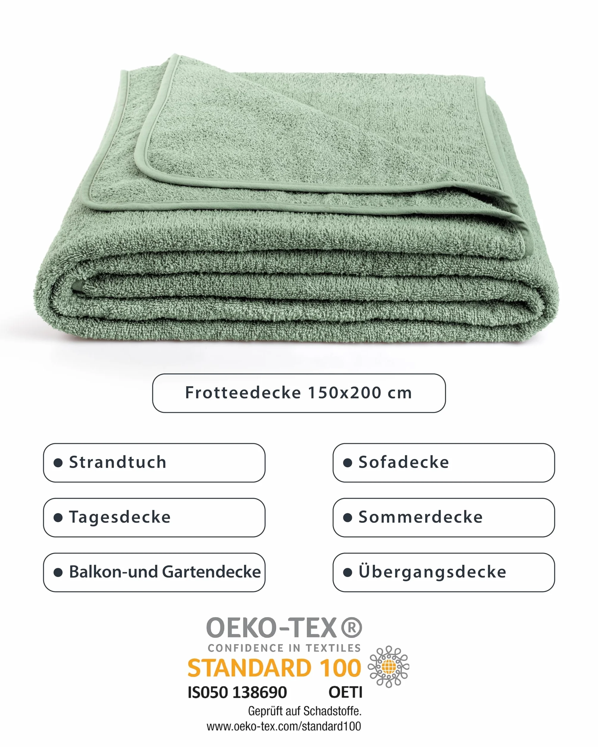 Koc frotte premium 150 x 200 cm 100% bawełna chłodzący letni miętowy