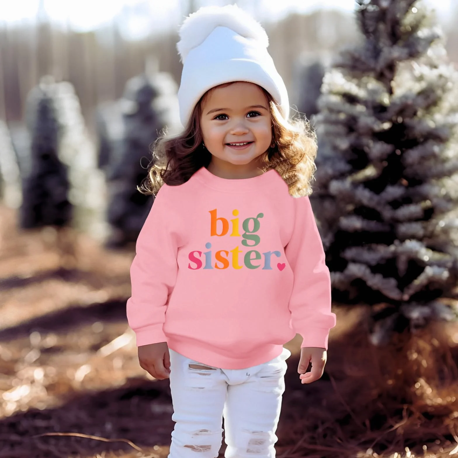 Duża siostra bluza Big Sister Sweter Baby Girls Stroje Rodzeństwo Ubranie Noworodka Sweter Siostry Jesień Zima Sweter Dziecięcy Okrągły dekolt Koszulka z długim rękawem