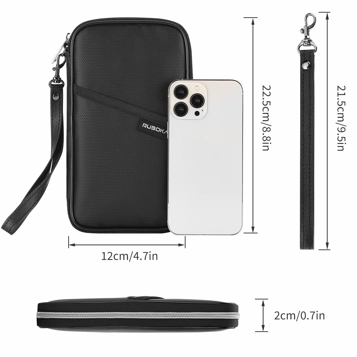 ruboka Ognioodporne etui na paszport blokujący RFID (10,9 x 21,8 cm), rodzinne etui na paszport, wodoszczelne, organizer na dokumenty podróżne, kopertówka dla mężczyzn i kobiet