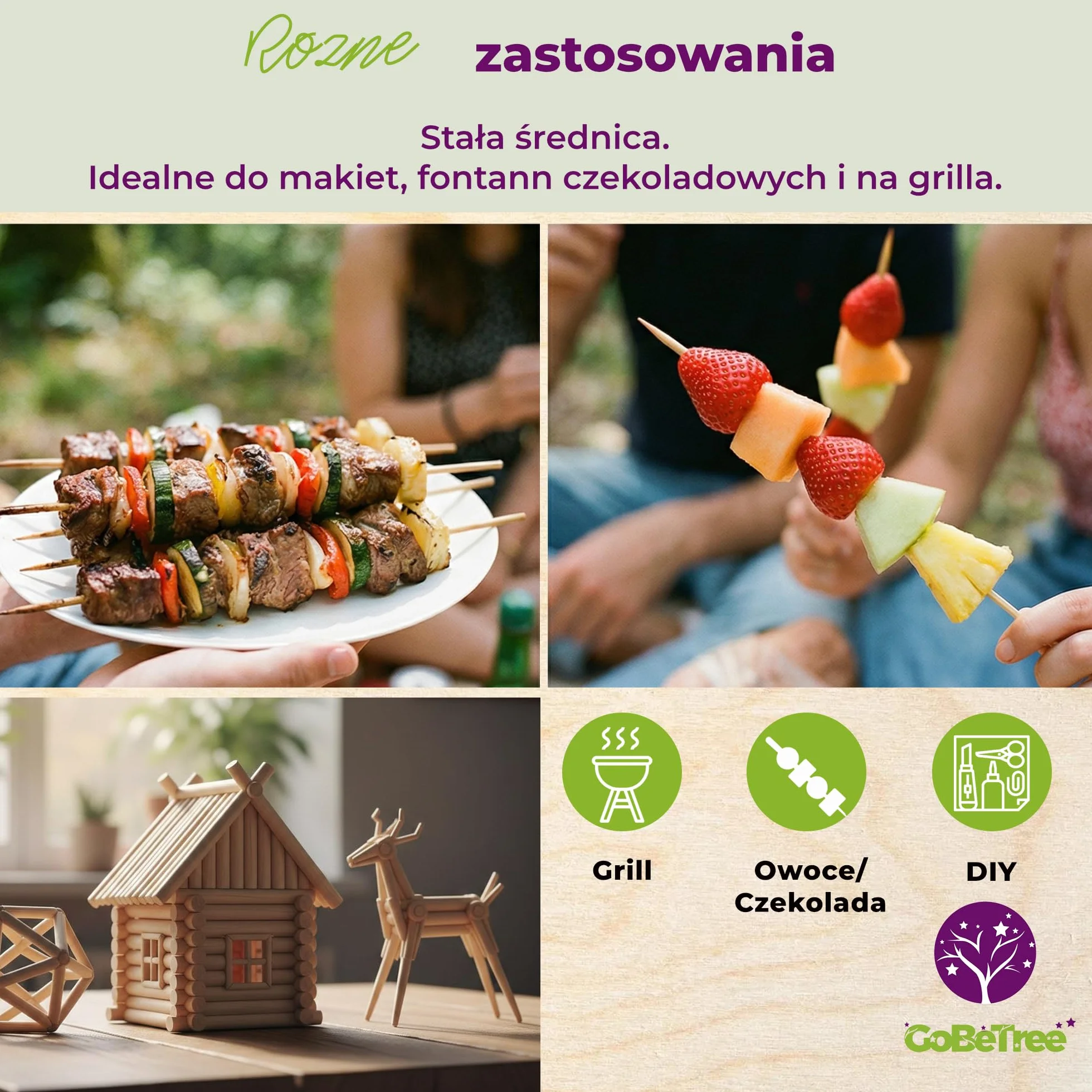 Patyczki do Szaszłyków z Brzozy 10cm x 2,5mm – Drewniane Szpikulce na Grill i BBQ