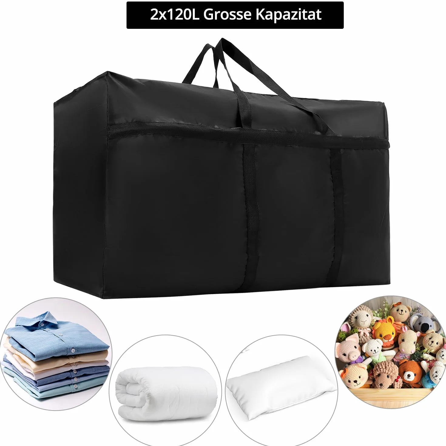 QWORK torba do przechowywania 120L wodoodporna Oxford 90x48x25 cm