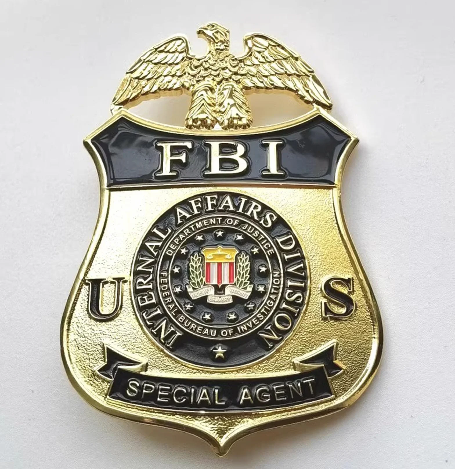 DOGOZ US FBI Internal Affairs Division odznaka agenta specjalnego z inkrustowanym skórzanym etui, rekwizyt do dekoracji kostiumu