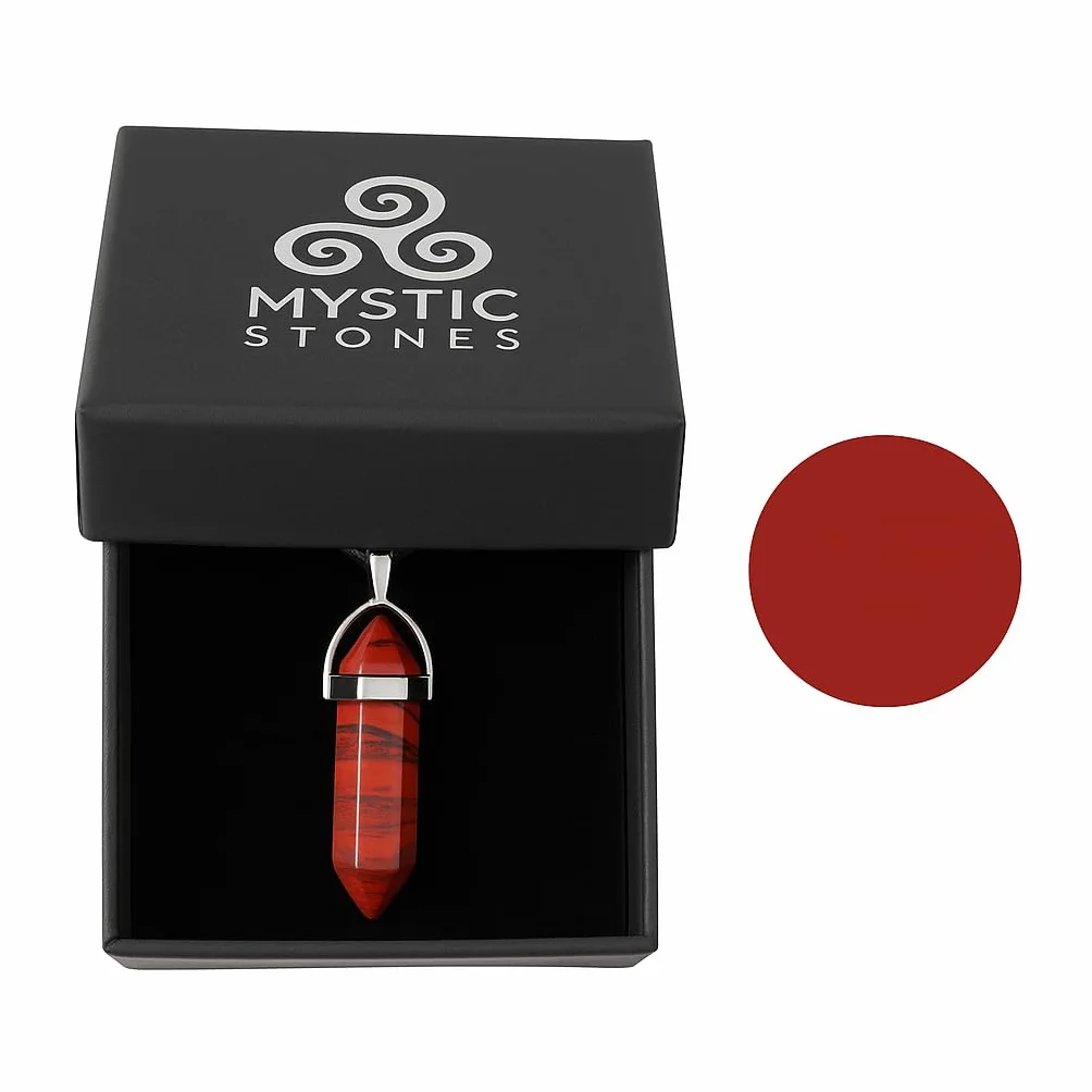 Naturalny Czerwony Jaspis Wisiorek | Amulet energetyczny | Równoważy czakrę korzenia | Regulowany sznurek | Styl czeski | Duchowy prezent, 32, Kamień, Czerwony Jaspis