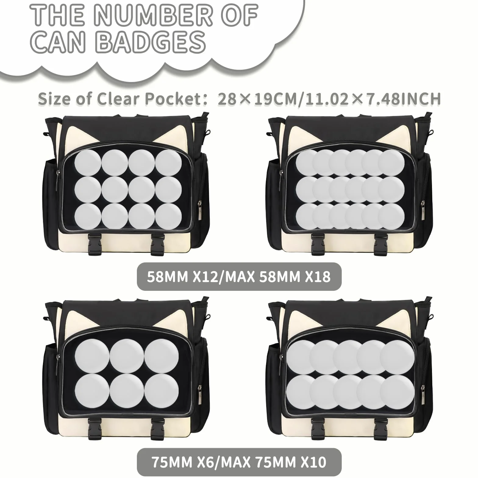 TINYAT Ita torba plecak do szkoły, kawaii, torba ekspozycyjna, estetyczny plecak dla kota, anime, cosplay, crossbody, torby kurierskie, dziewczyny, kobiety, studenci