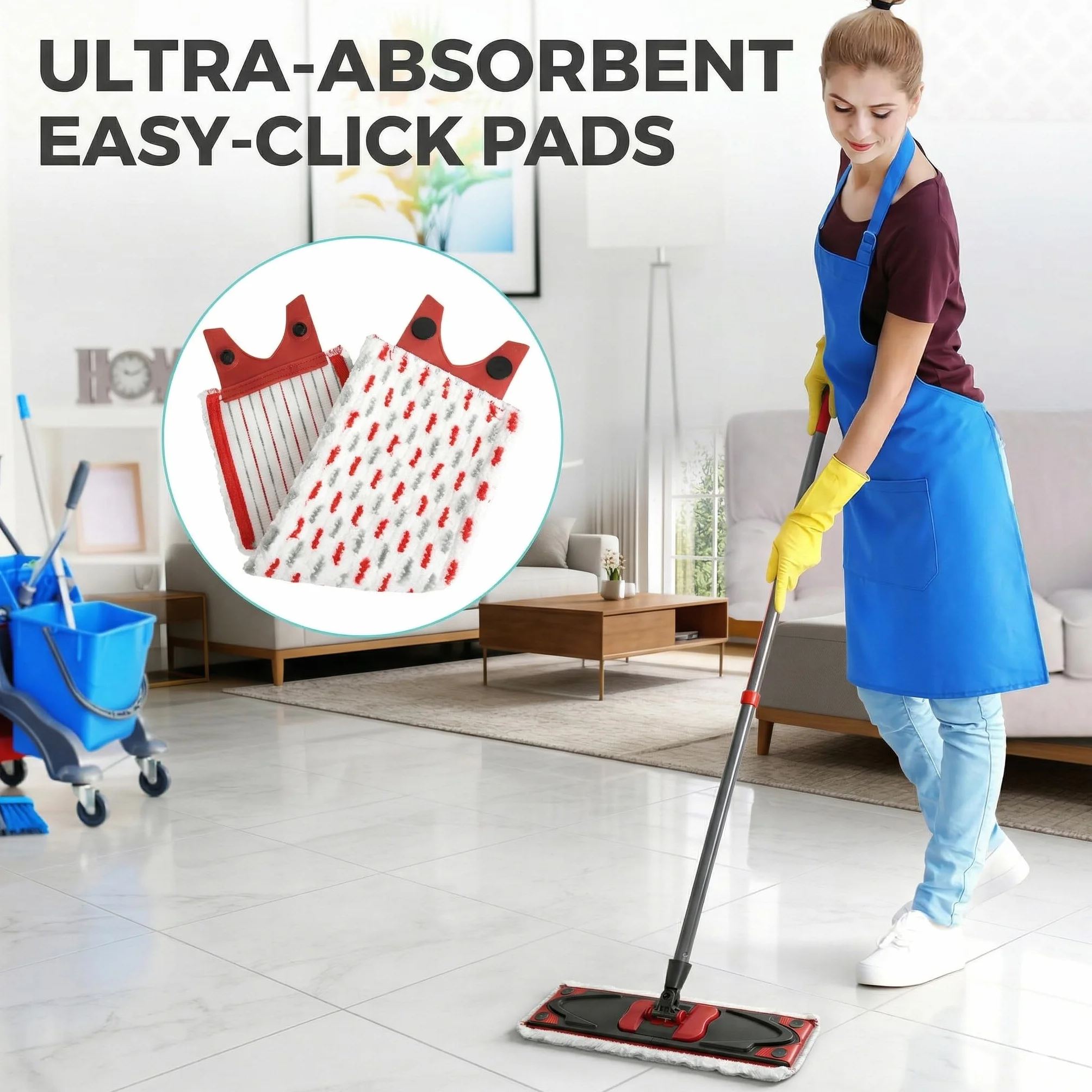Zestaw wymiennych nakładek na mop 2 w 1 z mikrofibry 14 cm x 36 cm