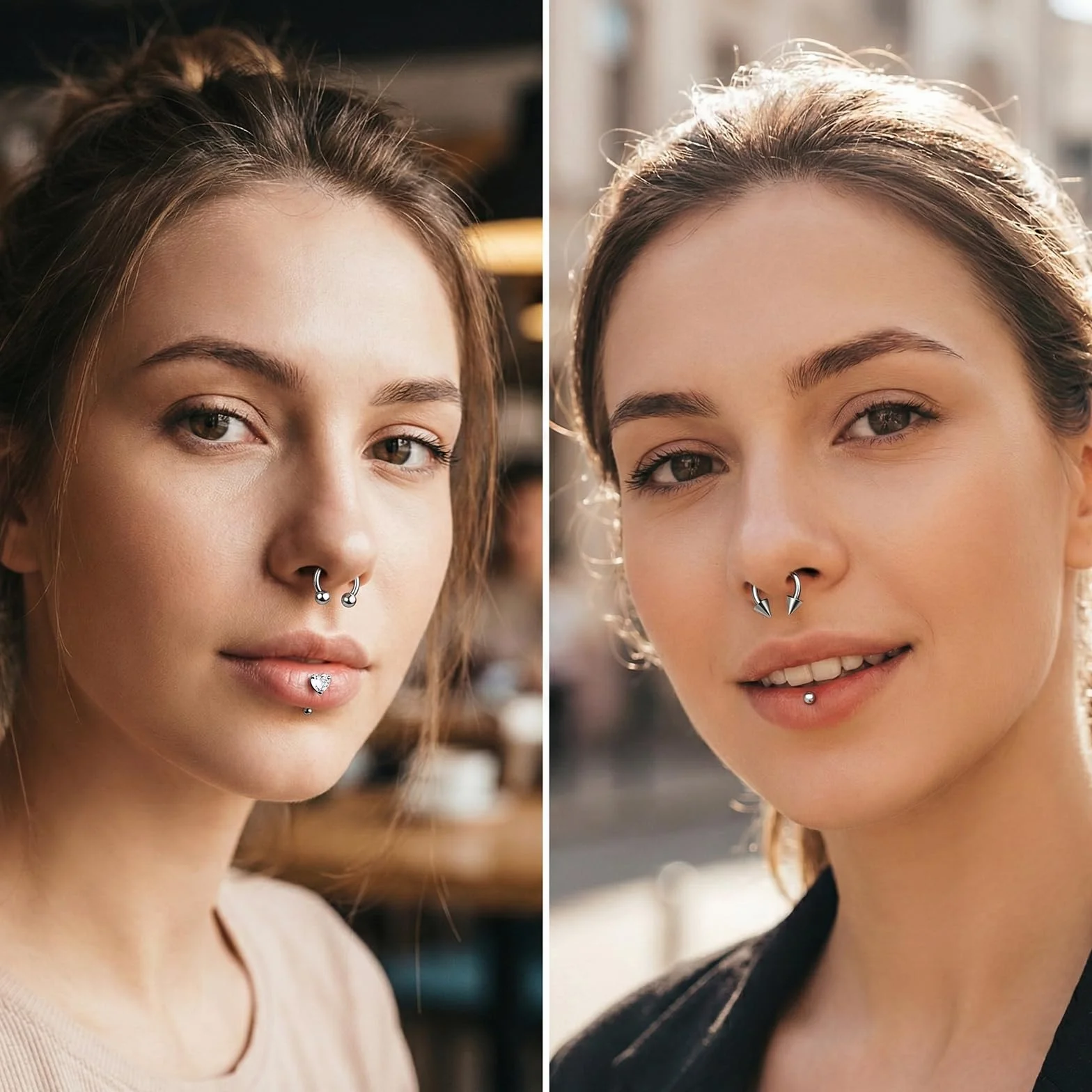 16 sztuk kolczyki do nosa kolczyki do warg podkowa Pierścień nosowy Fałszywy septum Fałszywy nosowy Clip On Kolczyki nosowe Podkowa Septum Piercing Pierścień Septum dla kobiet mężczyzn