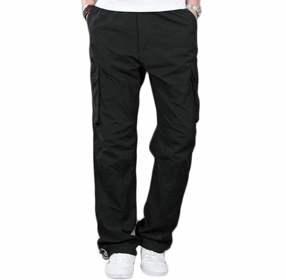 Spodnie robocze luźne multifunkcyjne spodnie do joggingu spodnie cargo moda męska na świeżym powietrzu proste nogawki spodnie czas wolny moda sportowe spodnie dresowe, zielony, XL