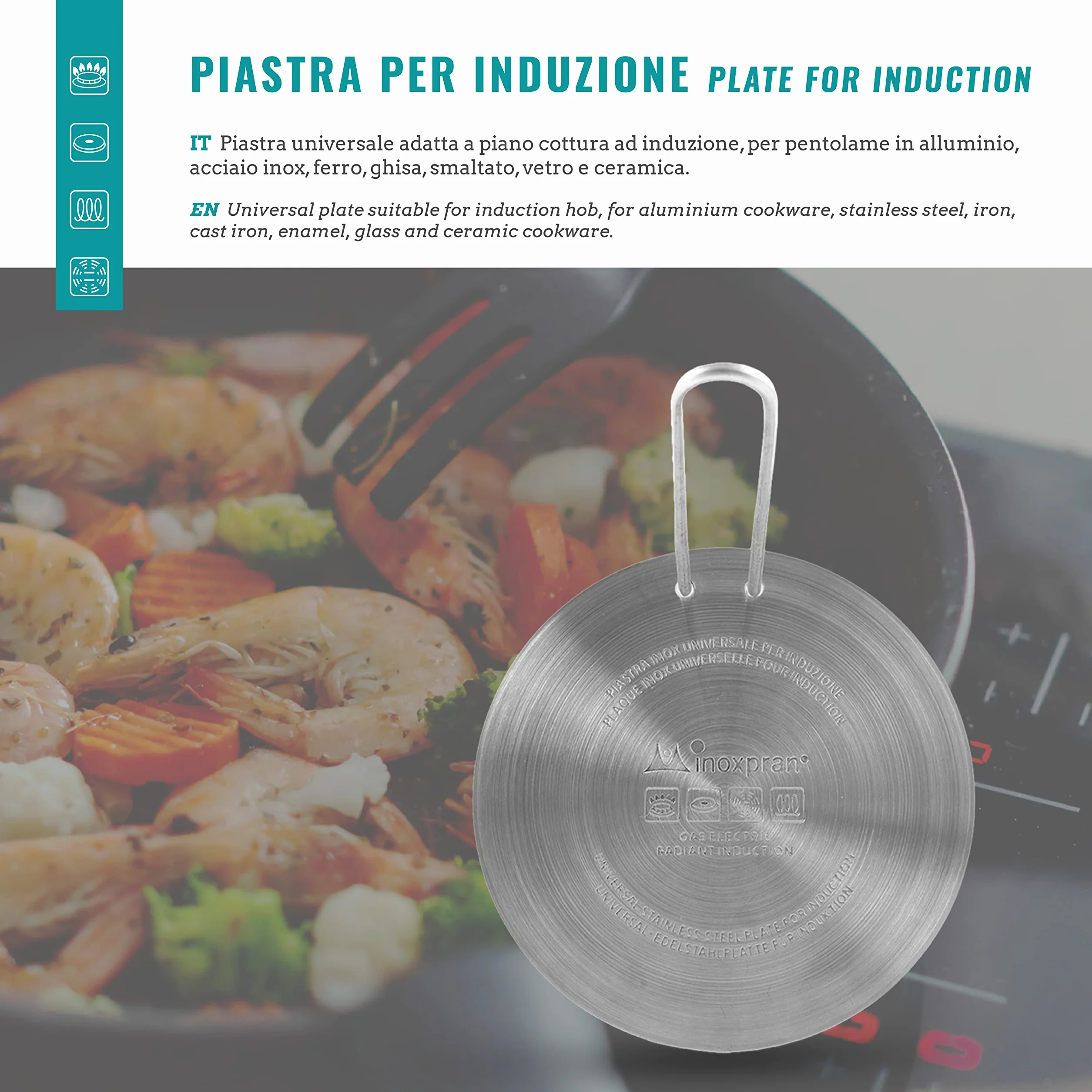 Piastra Per Induzione płyta indukcyjna ze stali nierdzewnej, 16 garnków i przygotowywania kuchni, szara, 16 cm