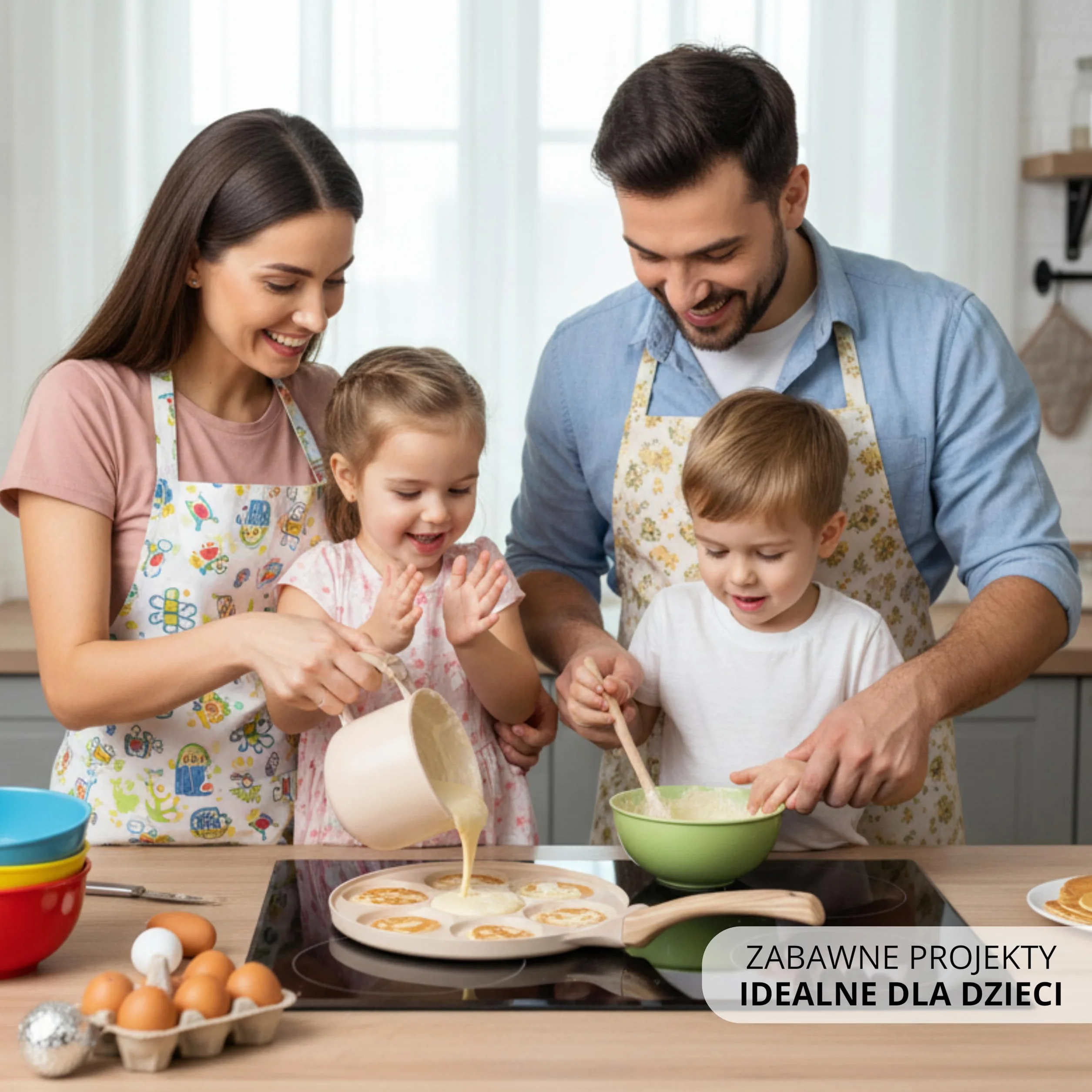 Erreke Patelnia do Naleśników, Patelnia do Crepes, 7 Mini Naleśników Jednocześnie, Podwójna Nieprzywierająca Powłoka, Do Wszystkich Typów Kuchni i Płyt Indukcyjnych, Uchwyt Soft Touch, 26 cm Różowa