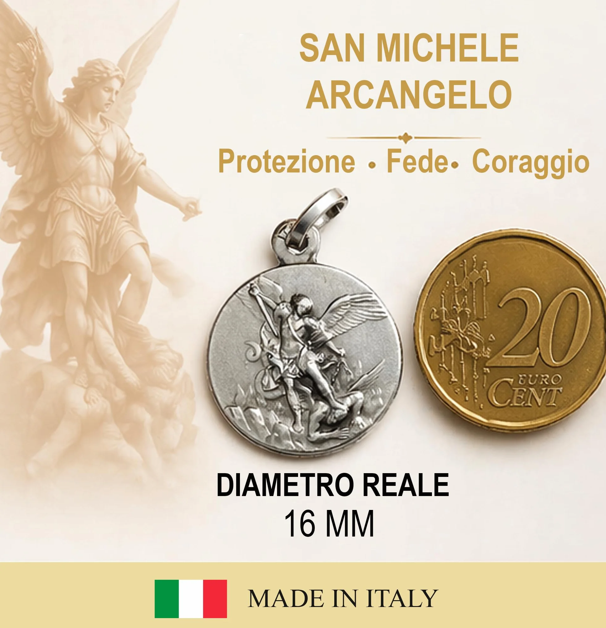 Medalion archanioła Michael - patron ścigania przestępstw - 100% Made in Italy
