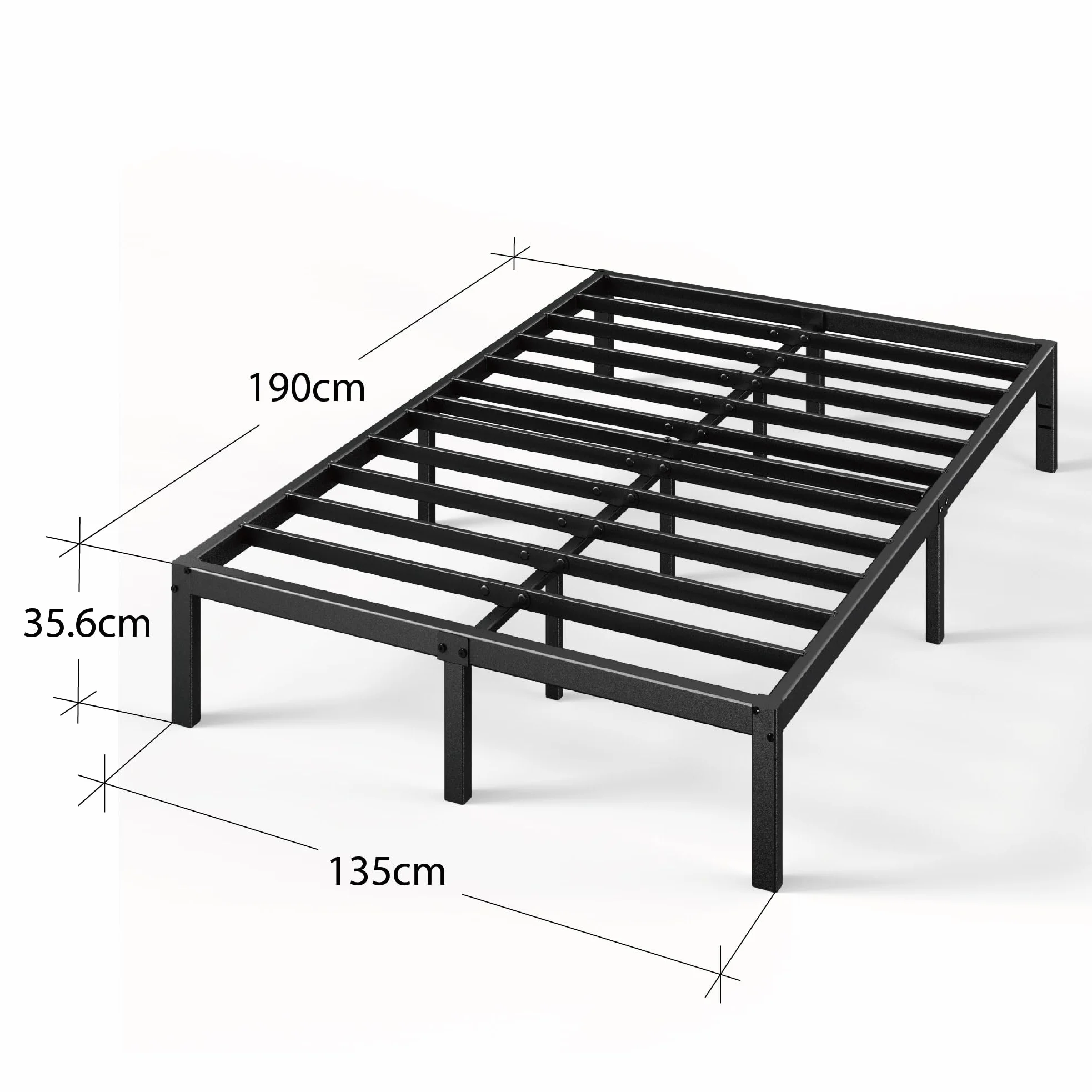 Zinus Elias Łóżko 135x190 cm z Schowkiem Rama Metalowa Czarna