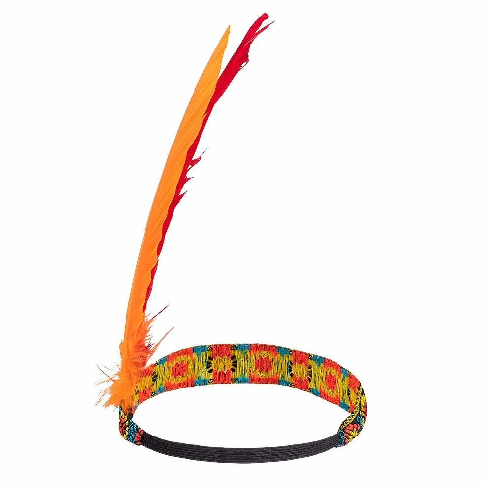 Boland 44093 - Zestaw indiaDski, opaska i topór, dBugo[ 35 cm, tomahawk, wielokolorowy, rozcigliwy, ozdobiony piórami, wódz, dziki zachód, kostium, karnawaB, impreza tematyczna