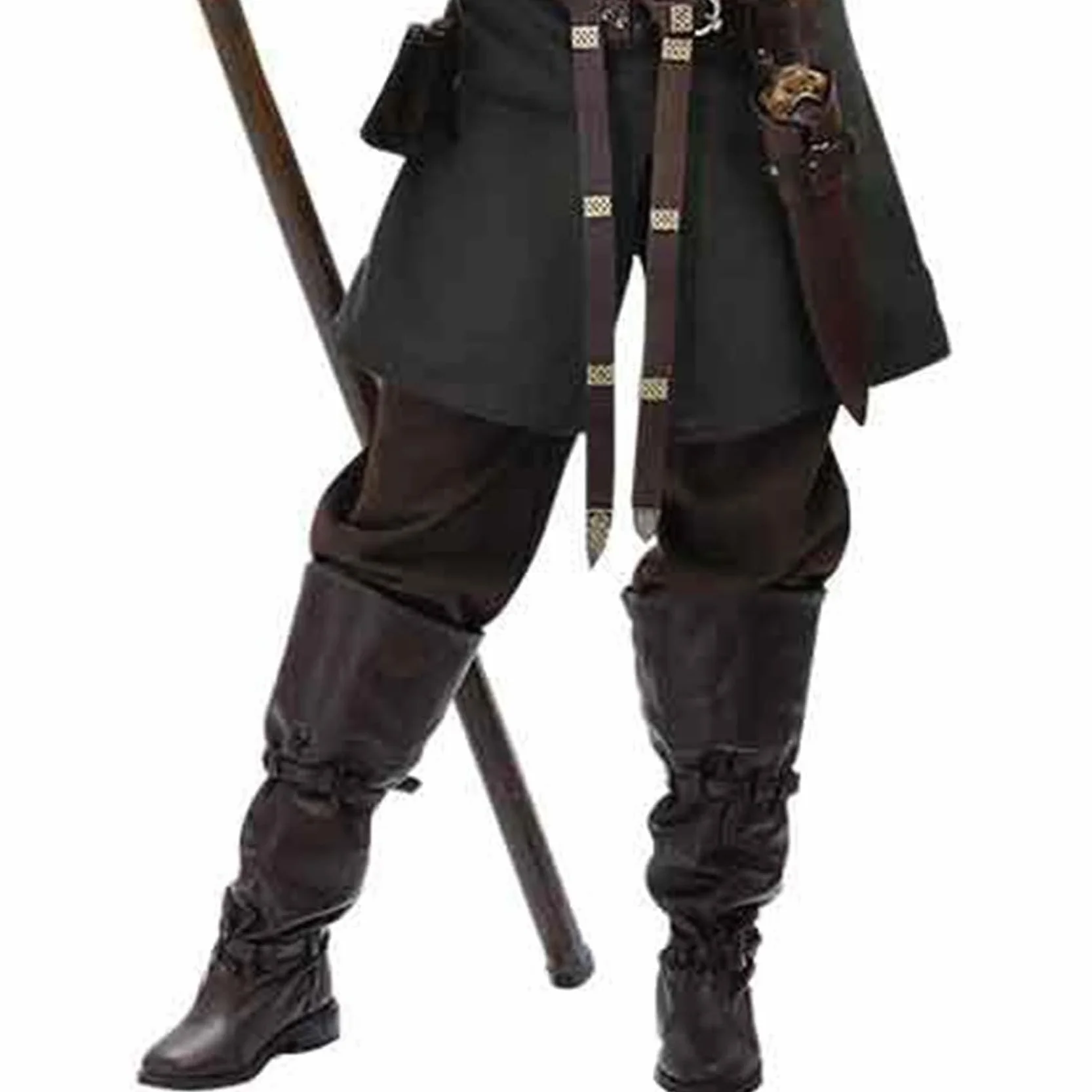 Męskie średniowieczne buty rycerskie vintage rycerz pirackie wysokie buty ze skóry PU kowbojskie buty, akcesoria do kostiumu na Halloween cosplay