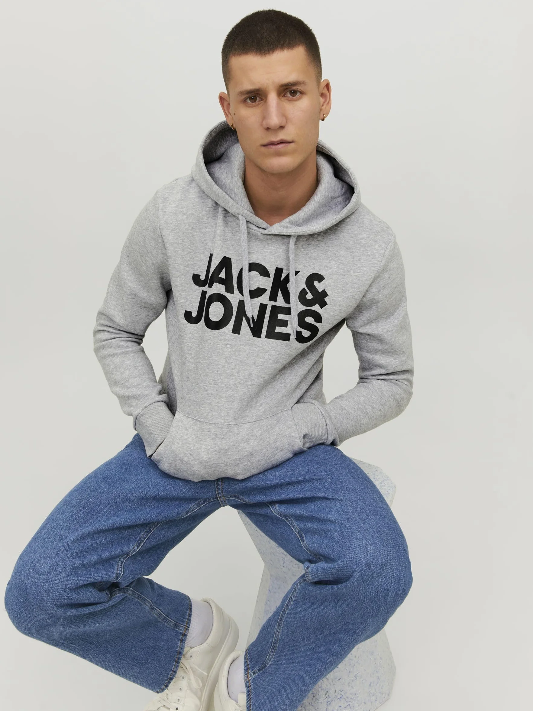 JACK & JONES Jjecorp Logo Sweat Hood Noos 12137054 Bluza Z Kapturem Mężczyźni