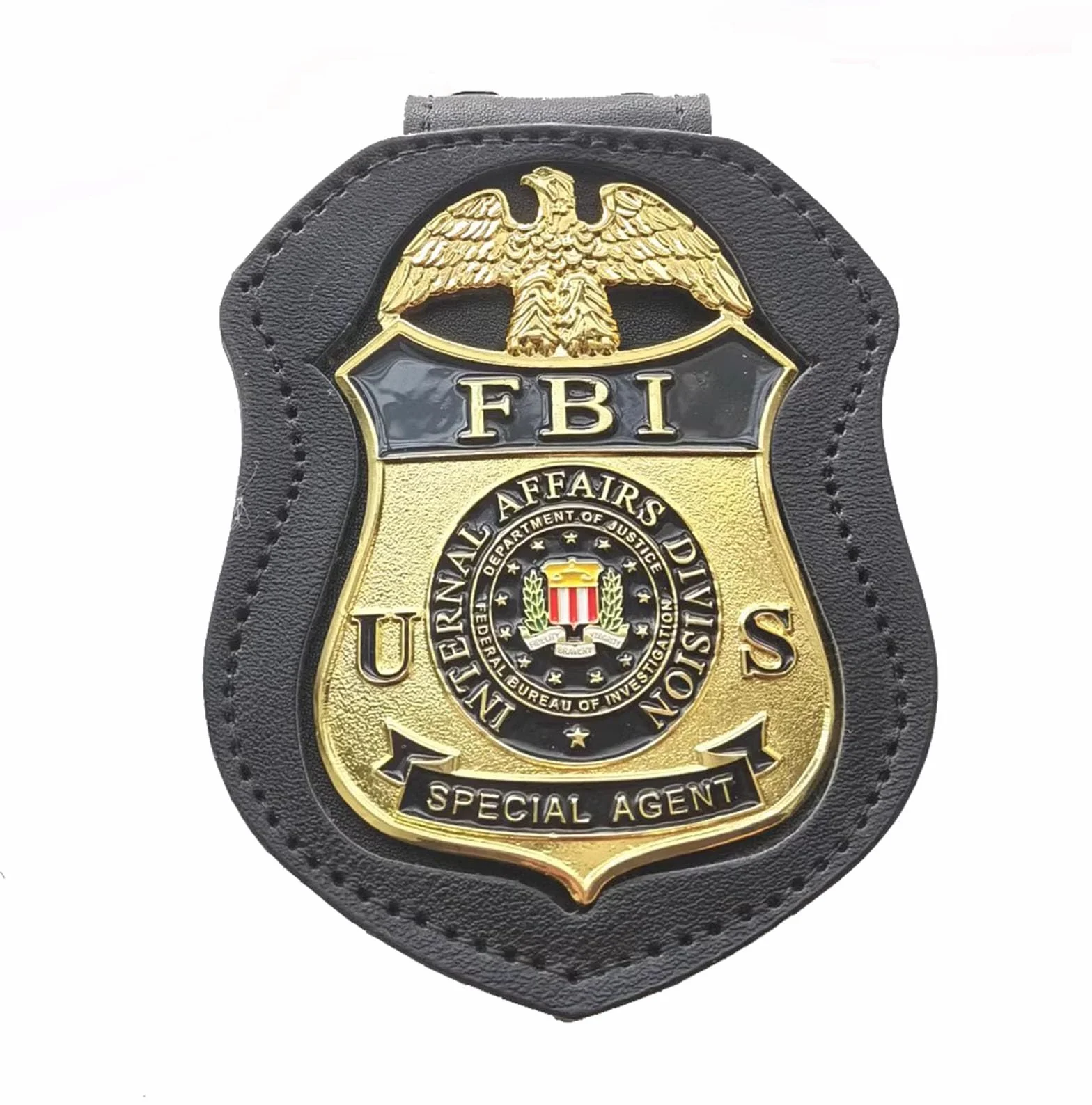 DOGOZ US FBI Internal Affairs Division odznaka agenta specjalnego z inkrustowanym skórzanym etui, rekwizyt do dekoracji kostiumu