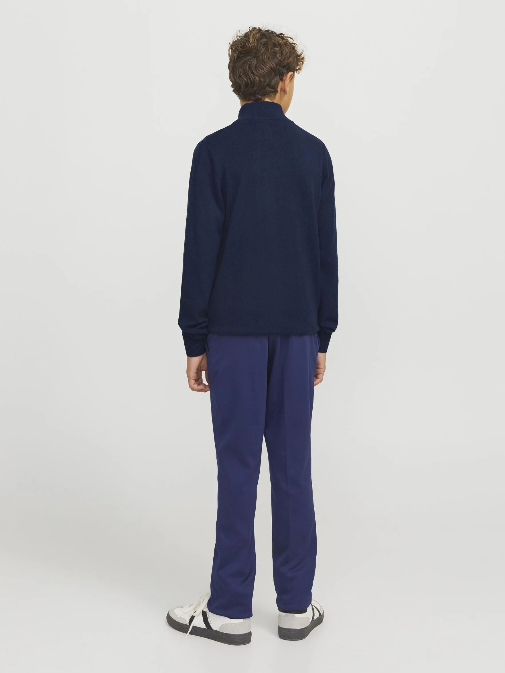 JACK&JONES JUNIOR Chłopięcy Jjeemil Knit Half Zip Noos Jnr sweter z dzianiny, granatowy blezer, 140