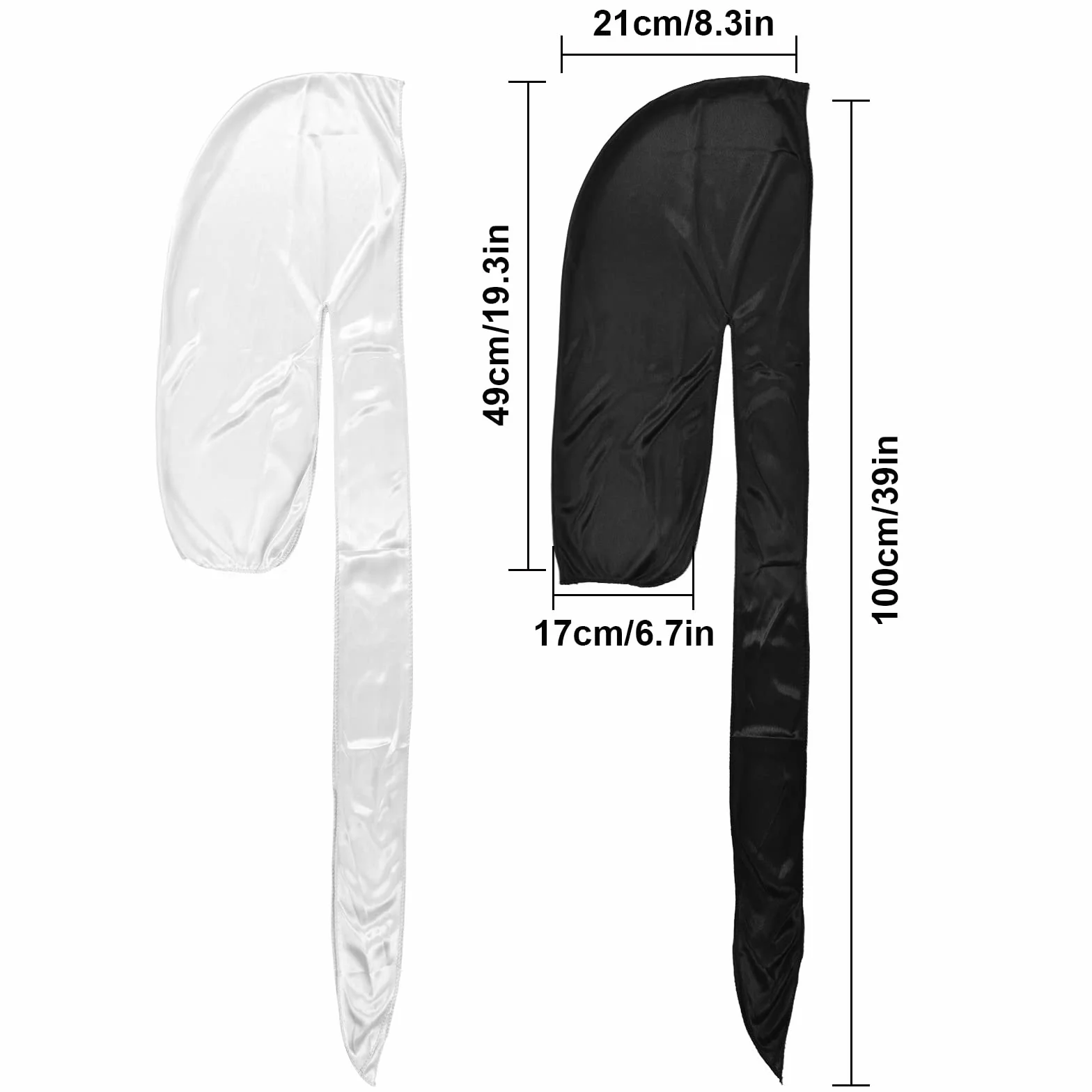2 szt. Jedwabisty Durag Męski Kapelusz Miękki Pirate Durag, Unisex Elastyczna czapka Waves z długimi ogonami i szerokimi paskami, oddychająca czapka Durag Pirate Hat dla kobiet mężczyzn