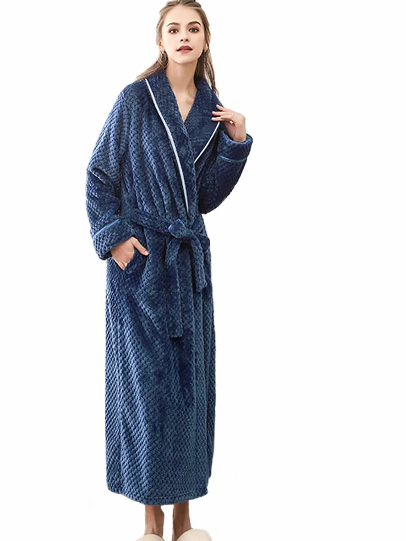 Dla dorosłych Odzież domowa Długi szlafrok, Gorset Kimono Robe Polarowy Wielokolorowy Wiele rozmiarów(Blue,Female/M)