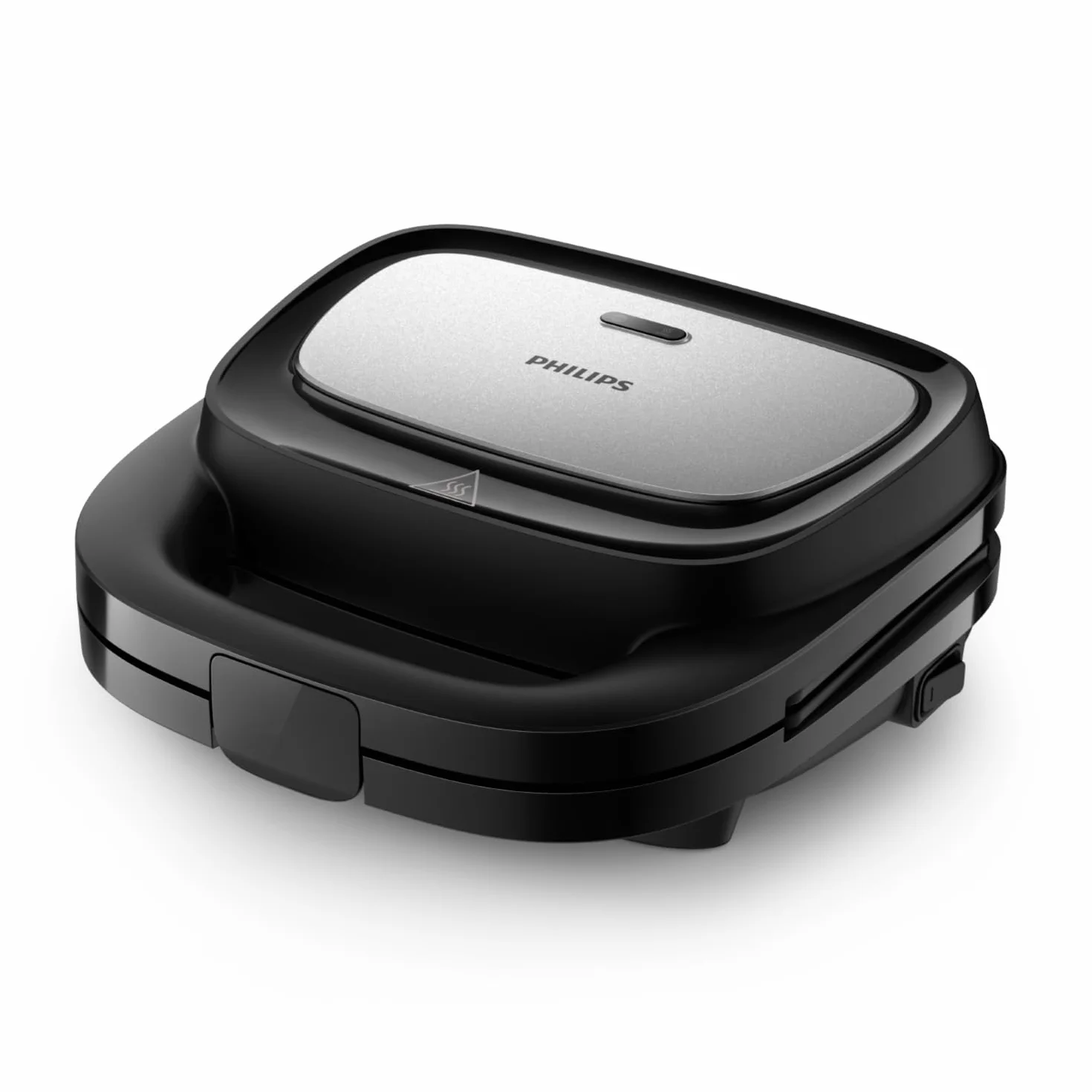 Philips Opiekacz do kanapek z serii 5000 – 3 zestawy płyt do panini, tostów i gofrów, Nieprzywierające płyty grillowe, Szczelnie zamykane płytki, Moc 750 W, Czarny (HD2350/80)