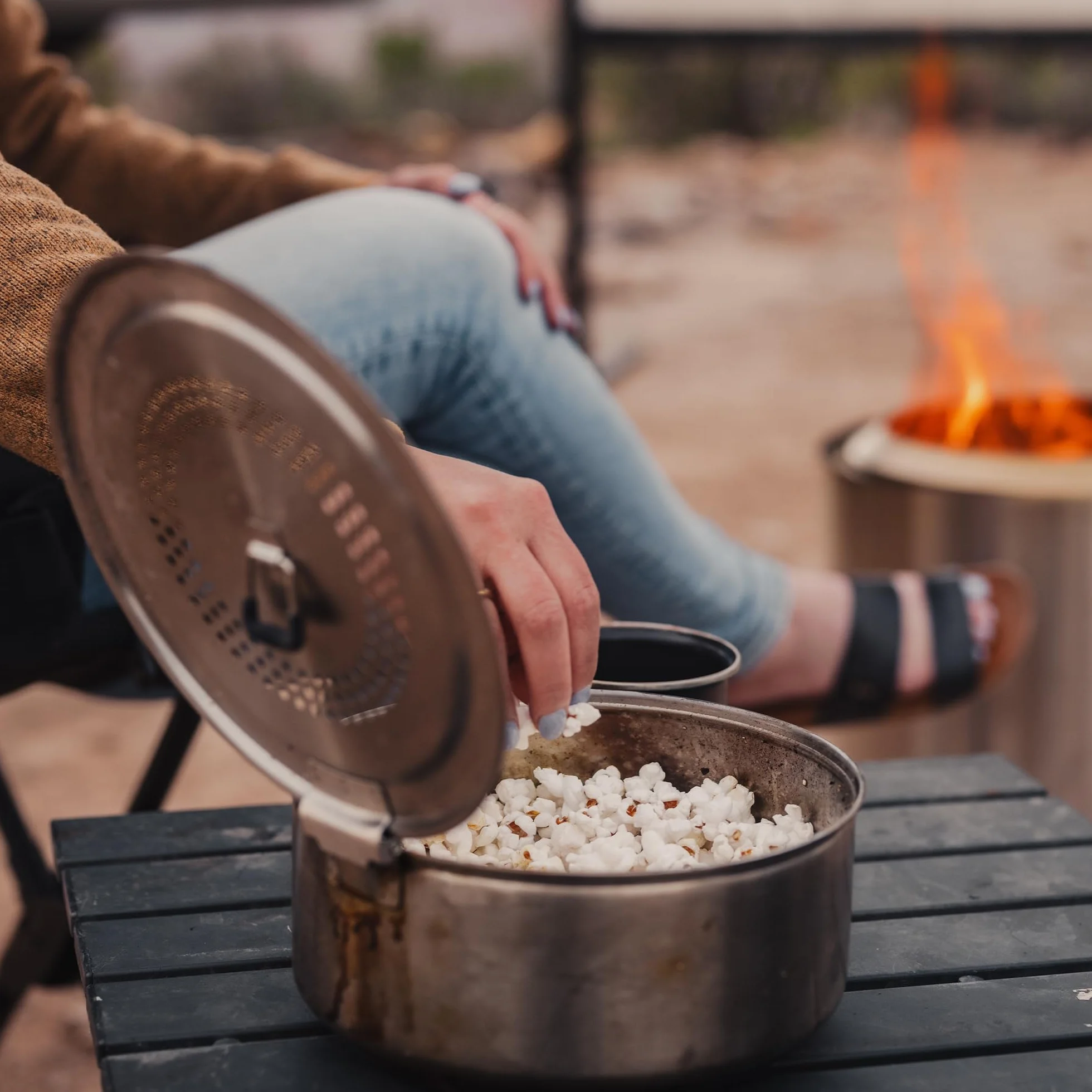 Solo Stove Campfire Popcorn Maker, Popcorn Popper, Akcesoria do paleniska, Pojemność 3 Quart, Wysokość: 10,2 cm, Długość: 86,4 cm, Średnica: 19,7 cm, Waga: 1,3 kg
