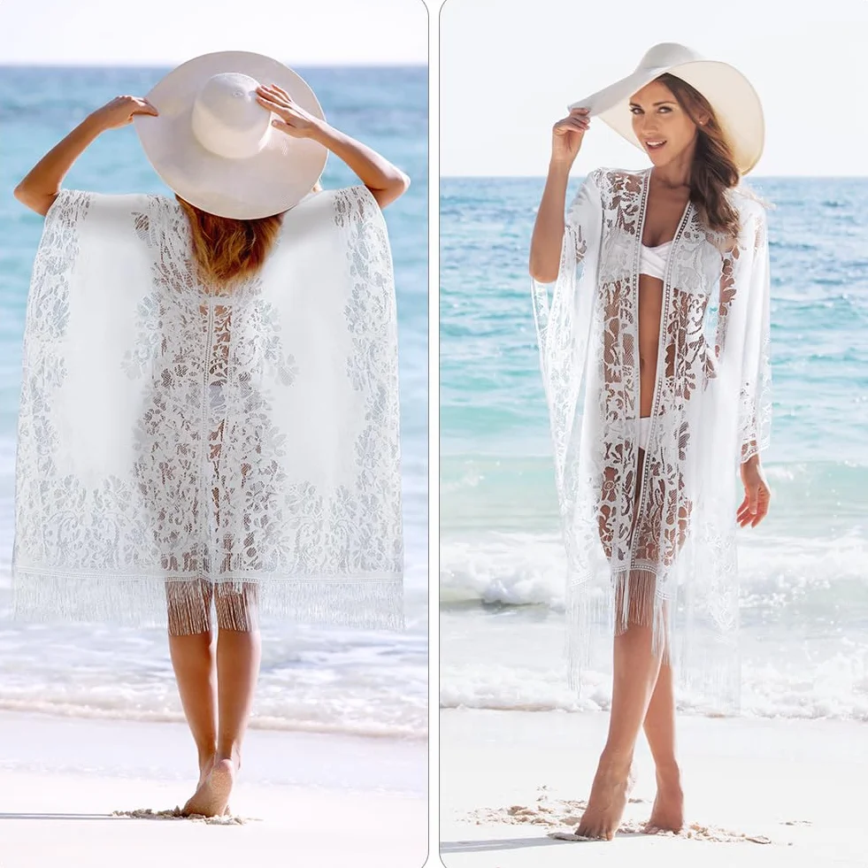 AUYAO sukienki plażowe, damskie, letnie bikini, stroje kąpielowe, sukienka do przewijania, elegancka sukienka kąpielowa, koronkowe kimono, ponczo plażowe, luźne, luźne, plażowe, na urlop na plaży
