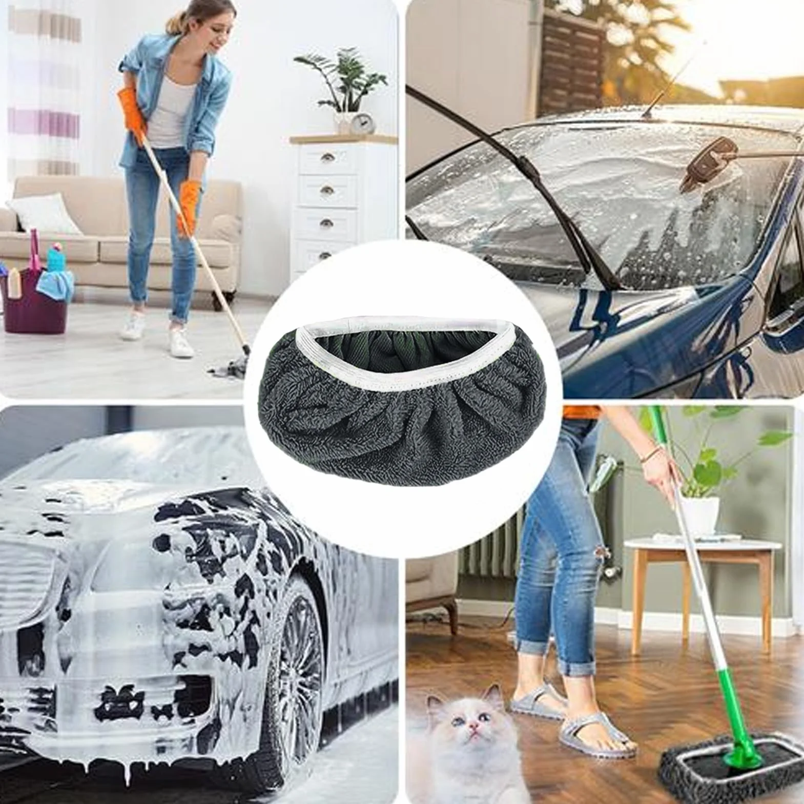 Microfiber Cleaning Pad, Replaceable Cloth Mop Pad, Washable and Reusable Cloth Mop Covers Accessories for Home Dorm Kitchen, 1 Pack