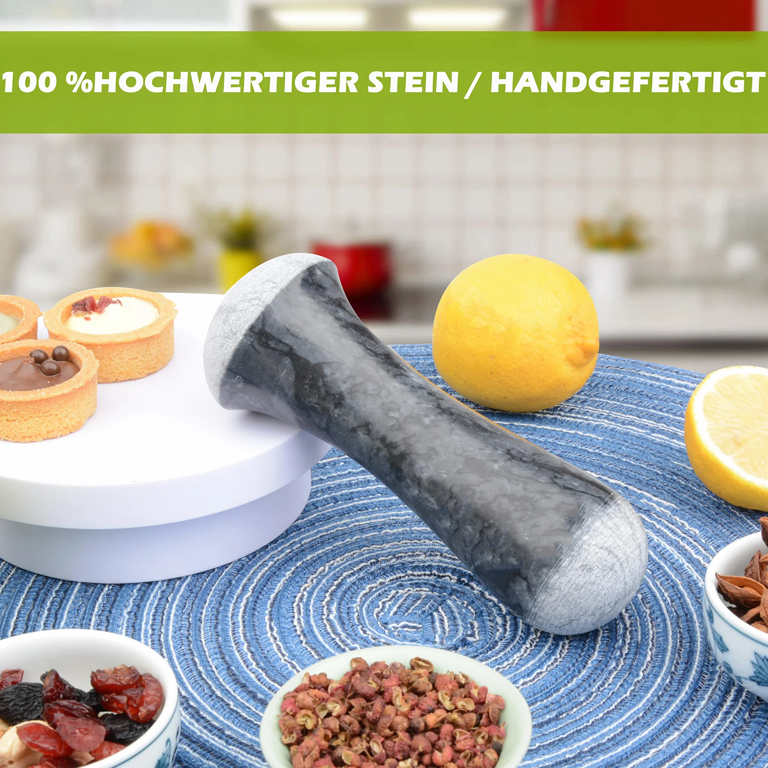Tianman marmurowy ubijak 15 cm polerowany czarny marmur