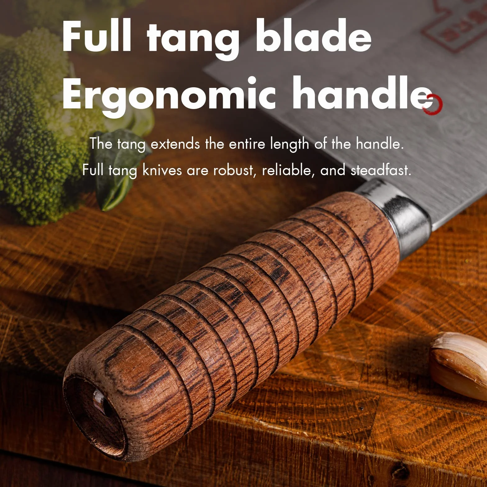 SHI BA ZI ZUO 8-inch Kitchen Knife Chef Knife Stainless Steel Vegetable Knife Non-stick Blade with Wooden Handle